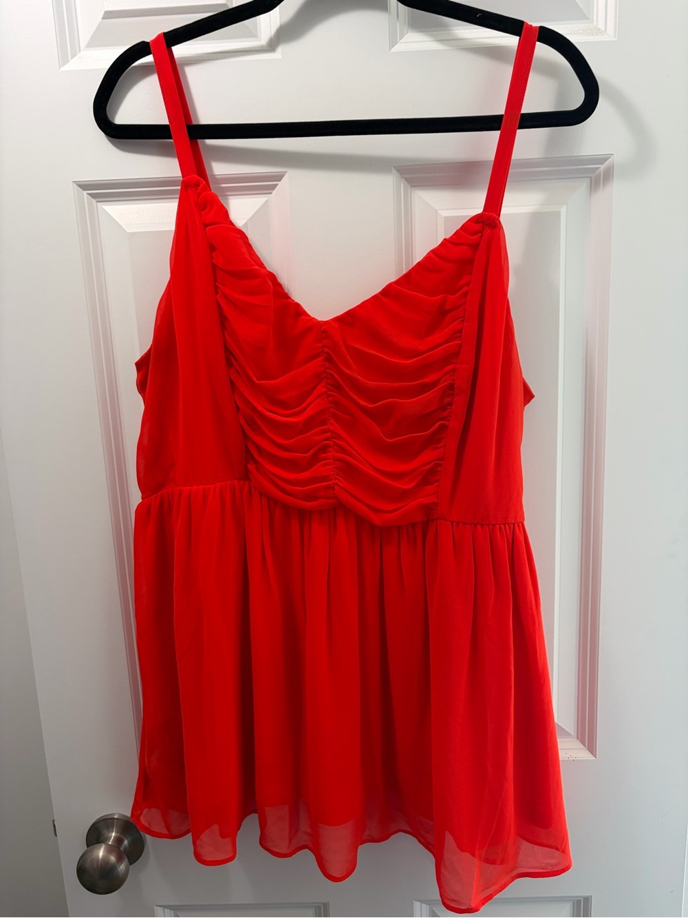 Torrid Bold and Bright Tangerine Ruched Chiffon Camisole